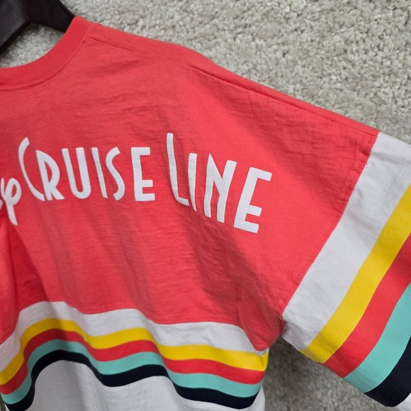 Disney Cruise Line Spirit Jersey Medium Coral White Striped Long Sleeve Shirt - Picture 4 of 9